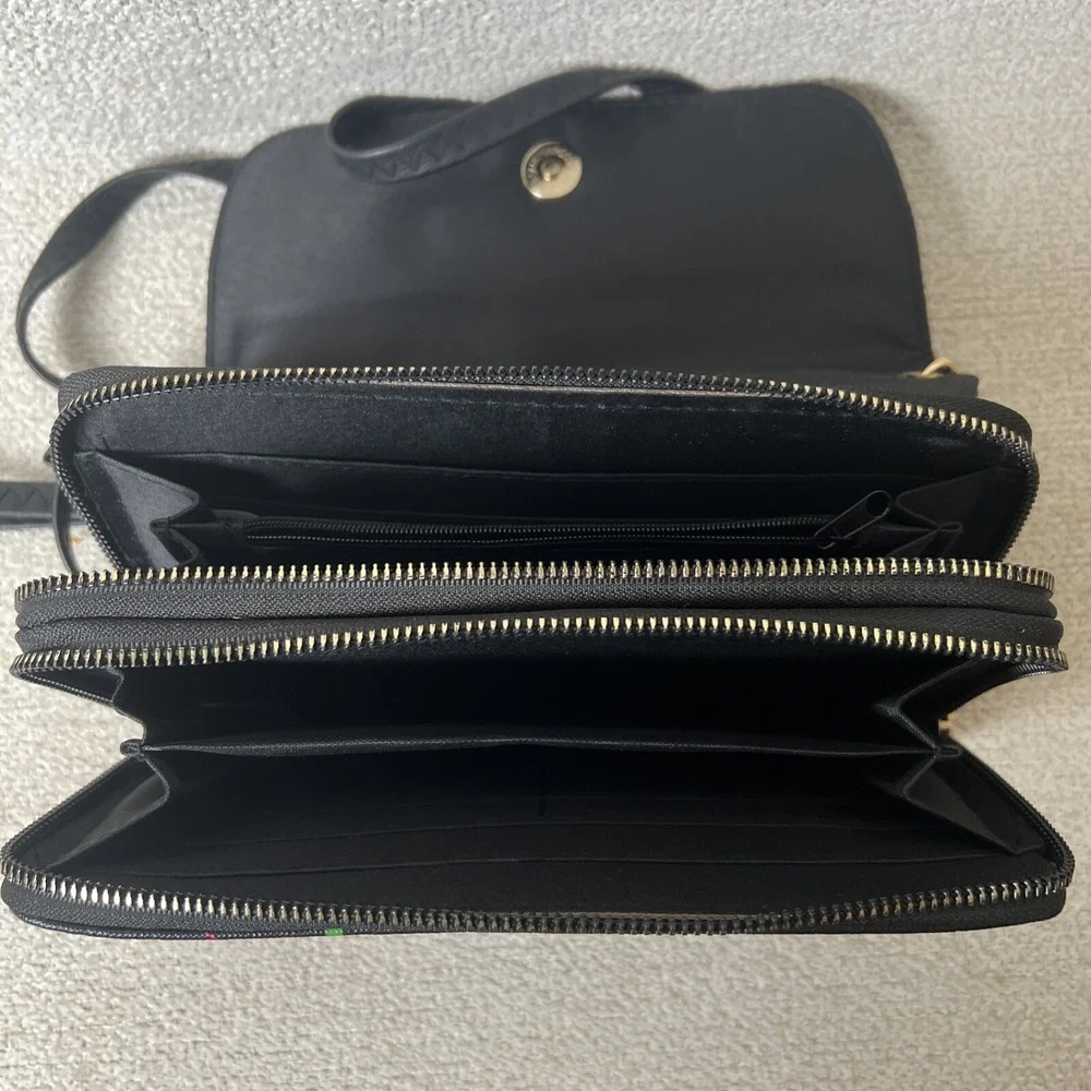 Baby Phat Cat Crown Black Crossbody Wristlet Shoulder Clutch‎ Handbag Hip Jazzy